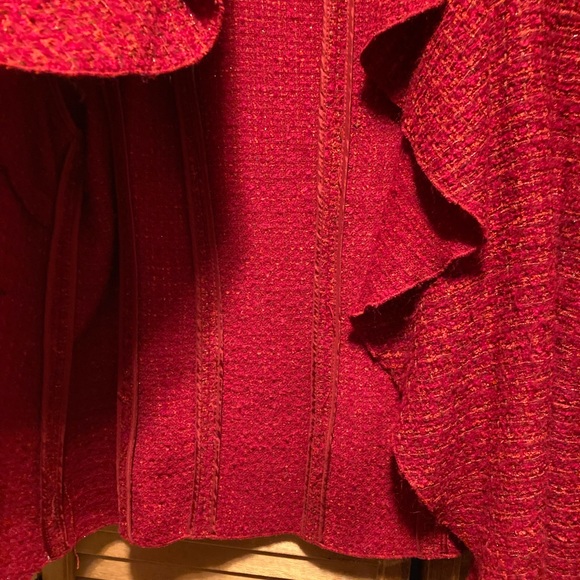 Coldwater Creek Red Waterfall Boucle Draped Collar Jacket - Picture 8 of 16
